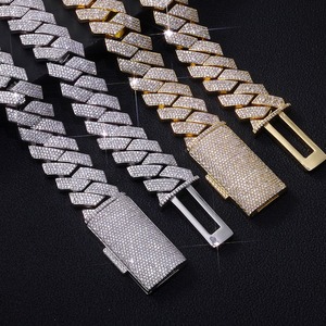 Hip-Hop-Schmuck 18mm 22mm Vergoldete Iced-Out 4-reihige 5A Zirkon Herren Cuban Link Kette Armband Halskette - Product Image 3