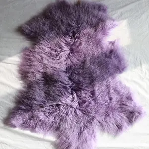 Tibetan Fur Skin Fabric Factory Wholesale Natural Mongolian Sheep Skin 100% Curly Sheepskin Hair Fur Rug