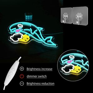 Letreros de neón LED regulables Dolphin Beer, luz ambiental alimentada por USB, luz decorativa para escaparates, luz indicadora de calle, personalizada 5V - Product Image 2