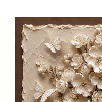 Décoration murale en toile style crème, pivoine blanche, papillon, Art déco, art floral carré, art mural pour salon, taille personnalisée, Kayalo