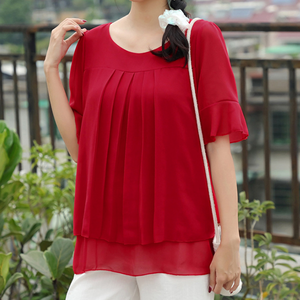 ملابس علوية للنساء مقاس كبير <span class=keywords><strong>5XL</strong></span> قمصان صيفية قصيرة الأكمام بلوزة شيفون - Product Image 3
