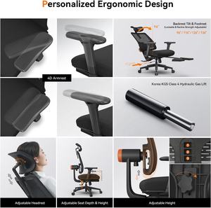 <span class=keywords><strong>Chaise</strong></span> de bureau ergonomique à <span class=keywords><strong>dossier</strong></span> <span class=keywords><strong>haut</strong></span> avec table pour ordinateur portable, profondeur et hauteur de siège réglables - Product Image 6