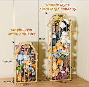 FSC BSCI محشوة الحيوانات تخزين حديقة الحيوان أدى ضوء كبير حامل الفتيات الفتيان غرفة نوم الخشب الاطفال لعبة منظم التخزين - Product Image 2