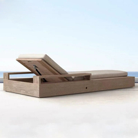 Chaise longue de luxe en teck pour l'extérieur, durable et moderne, avec coussin, pour villa, piscine, plage, patio, mobilier de jardin individuel