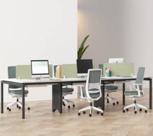 Cloison modulaire ouverte moderne personnalisée, bureau d'ordinateur stable, gestion des câbles pour poste de travail de personnel de bureau pour 6 personnes - Product Image 1