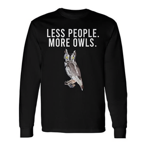 Less People More Owls Western Screech Owl Camiseta de manga larga - Product Image 2