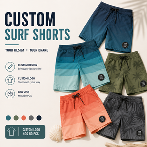 Custom Logo Men's Board <b>Shorts</b> Quick Dry 4 Way Stretch UPF 50+ Lightweight <b>Woven</b> Fabric Surf Swim Trunks OEM ODM Manufacturer - Product Image 3