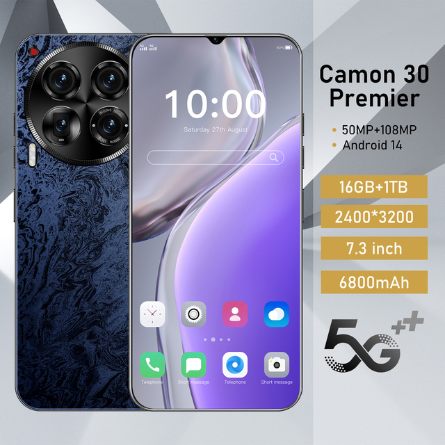 Tecno C30 Pro 5G Smartphone Android 14 Face Unlock Original Camon 30 Pro Business Mobile Phone LTE CDMA LED French Spanish