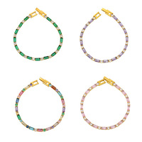 Bracelet géométrique en acier inoxydable avec zircon coloré pour femme, style européen, bijoux de mode printemps-été, vente en gros