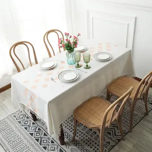 Nappe en lin Mantel de <span class=keywords><strong>lino</strong></span> maison à manger lin couverture de table épaisse et douce avec gland rectangle housses en tissu de lin de table - Product Image 3