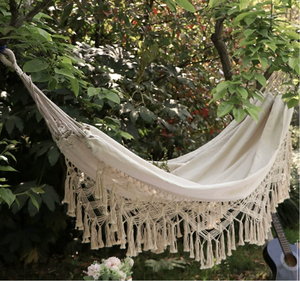 <span class=keywords><strong>Hamaca</strong></span> Doble <span class=keywords><strong>de</strong></span> Lona para Acampar al Aire Libre con Borlas, Cuerda y Palo, Capacidad <span class=keywords><strong>de</strong></span> Peso <span class=keywords><strong>de</strong></span> 150 kg, para Adultos - Product Image 4