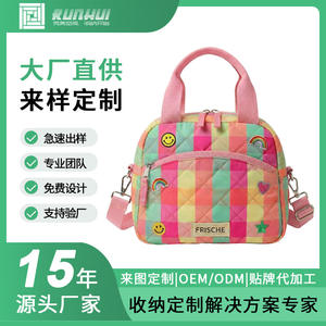 Bolsa de almuerzo acolchada y colorida con correa para el hombro para mujer, bolsa Bento portátil de gran capacidad, estilo bandolera - Product Image 5