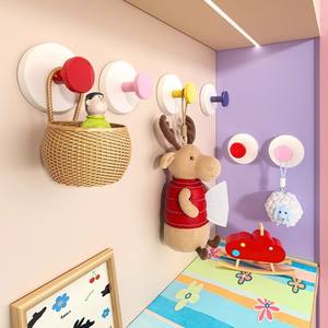 Nouveaux crochets muraux créatifs ronds sans perçage pour organiser les jouets, rose cerisier, jaune citron, rouge tomate, bleu Klein - Product Image 1