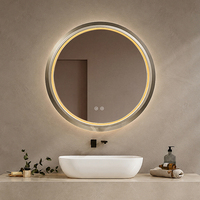 Miroir de salle de bain LED rond intelligent à écran tactile, cadre en aluminium 6063, miroir argenté sans cuivre, lumière à intensité variable pour la maison, le salon, la villa