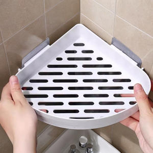 Vente flash : Étagère de rangement triangulaire simple pour la maison, sans perçage, à fixer au mur, organisateur en plastique pour cuisine et salle de bain, <span class=keywords><strong>coin</strong></span>, injection - Product Image 1