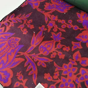 HOTSALE 9682 250g/m2 100%cotton print velvet fabric cloth paisley green plaid or flower design for garments