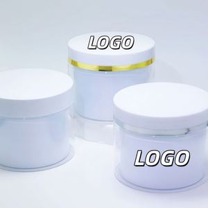 100g 200g 300g Double Wall Cosmetic Storage Container Plastic Skincare <b>Makeup</b> <b>Eye</b> Cream Jar with Gold <b>Silver</b> Cap - Product Image 1