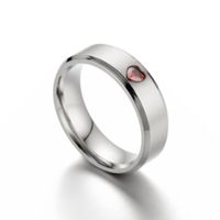 Anillo de Pareja de Acero Inoxidable Plateado con Corazón de Diamantes de Imitación y Acabado Cepillado para Hombre y Mujer, Regalo de Aniversario de Bodas o Promesa