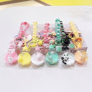 Porte-clés créatif et mignon Panda, Grenouille, Ours, Boba, ou Tasse de thé au lait, rempli de liquide et de billes flottantes, avec ampoule intégrée - Product Image 2