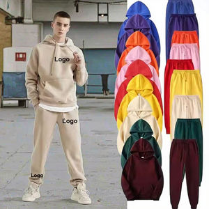 Personalizado 100% algodón de los hombres de invierno Jogger Suit Etiqueta Privada Casual ropa deportiva de punto con logotipo personalizado Sudadera con capucha y pantalones de chándal - Product Image 1