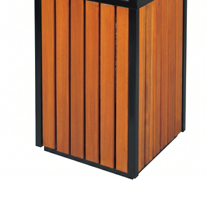 Corbeille à déchets rectangulaire en bois résistante à l'eau pour extérieur avec <span class=keywords><strong>abri</strong></span> et cendrier - Product Image 3