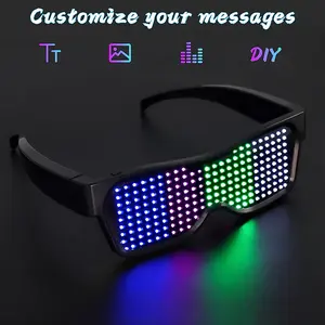 LED Party Glasses APP Control Light Up Glasses Flashing Glowing Luminous Glasses USB Rechargeable DIY Animation For Christmas