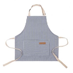 Tablier rayé en coton et lin pour enfants, avec boucle de cou réglable, imperméable, unisexe, pour cuisiner, peindre, garderobe de maternelle, logo personnalisé - Product Image 4