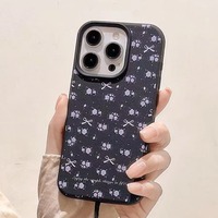 Coque de Téléphone Cerise pour iPhone 11 Coque iPhone 15 13 12 16 14 Pro Max 14 15 16 17 Plus Anti-Choc Souple Mignonne Cœur Nœud Housse