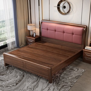 Modern Solid Wood <b>Storage</b> Bed 1.8m Double Size With Leather Upholstered Headboard For Bedroom - Product Image 4
