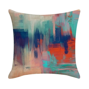 Vendita calda arancione arte astratta fodere cuscino decorativo per la casa di lino divano lombare federa - Product Image 6