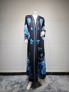 2026 <strong>Summer</strong> Two Piece Floral Print Hijab Open Abaya for Muslim Women Ramadan Holiday Outerfit Islamic Turkey <strong>Kaftan</strong> Robe - Product Image 3