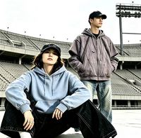 Sweat à capuche unisexe en coton imprimé et brodé, coupe régulière, fermeture éclair sur le devant, tendance streetwear d'hiver, fabrication sur mesure