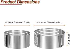 อุปกรณ์ทำขนม ขนาด 9.25-11.61 นิ้ว 7 ชั้น สแตนเลสสตีล วงกลม ปรับขนาดได้ สำหรับตัดเค้กมูสหลายชั้น - Product Image 2