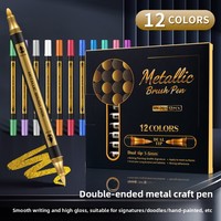 Marqueur acrylique métallique double tête DIY, séchage rapide, étanche, pointe rigide, stylo haute luminosité, écriture double face pour l'art