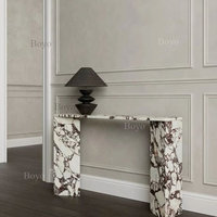 Table console en marbre cannelé de 48 pouces avec tiroir, design personnalisé, marbre Calacatta Viola, table console d'entrée de luxe