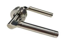 Poignée de porte moderne en acier massif avec tête en laiton et finition satinée pour appartement, villa, hôtel, installation facile