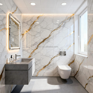 Panneaux muraux en PVC marbré modernes imperméables de 4x8 pieds pour une utilisation en extérieur et dans le salon - Product Image 4