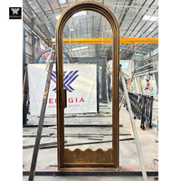 Portes de douche en verre faible teneur en fer, couleur laiton, en acier cintrée, avec charnières à fermeture automatique, design en fer forgé pour salle de bain