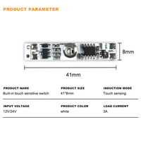 Modul sakelar sentuh peredup LED Mini 8mm DC12V-24V Sensor gerak PCB kecil 3A untuk sakelar induktif lampu kabinet