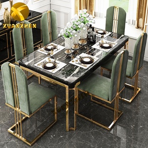 Altri Mobili Commerciali Set <span class=keywords><strong>Tavolo</strong></span> da Pranzo in Marmo Moderno <span class=keywords><strong>Allungabile</strong></span> <span class=keywords><strong>con</strong></span> <span class=keywords><strong>6</strong></span> <span class=keywords><strong>Sedie</strong></span> per Casa DT010 - Product Image 4