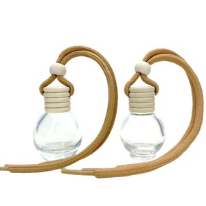 15ML Clear Round Ball Shape Empty Glass <b>Car</b> <b>Diffuser</b> Perfume Aromatherapy <b>Bottle</b> With Wooden Lids - Product Image 1