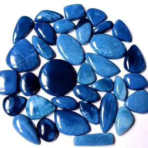 Venta al por mayor natural azul ópalo cabujón piedra preciosa suelta de tamaño de forma mixta para la fabricación de joyas con efectos ópticos de luz 100PCs MOQ - Product Image 4