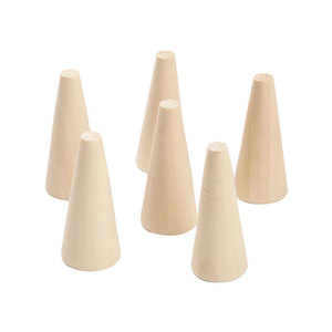 Support de présentation de bijoux en bois naturel, support conique pour bagues, 4.5x18cm, support de rangement pour accessoires de mode, pour bagues et bijoux - Product Image 5