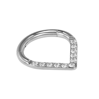 Cincin Tindik Titanium Gaya Baru G23 ASTM F136 16G Bentuk Tetesan Air Mata, Cincin Hidung, Cincin Septum, Clicker Engsel, Perhiasan Tubuh untuk Tragus dan Helix