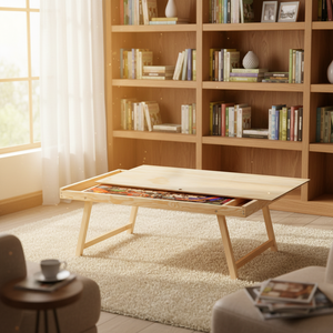 Table de puzzle <span class=keywords><strong>en</strong></span> bois pour bébé<span class=keywords><strong>s</strong></span> et enfants, design rectangulaire, meubles de salon et de chambre à coucher, table de puzzle pliable - Product Image 5