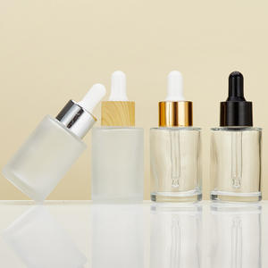 Bouteille en verre cosmétique de haute qualité de 30ml avec huile essentielle de cylindre rond d'épaule plate de compte-gouttes - Product Image 2