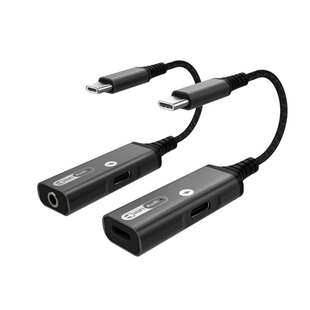 2 in 1 USB Type-C Headphone Jack Audio DAC Splitter Adapter with PD Fast Charging for iphone 15
