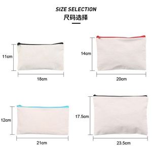 Wholesale Blank Plain Pencil Pouch Custom Cosmetic Bags Cotton Canvas Pencil <b>Cases</b> With Zipper - Product Image 2