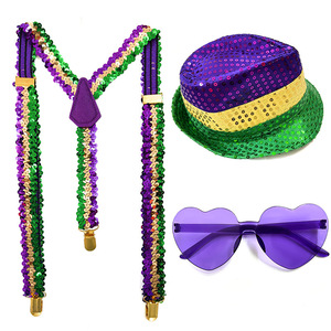 Yi Xiaoyi <b>Mardi</b> <b>Gras</b> <b>Costume</b> Set Adult Unisex Sequined Hat Tutu Socks Beads Sunglasses Party Accessories - Product Image 5