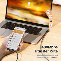 Toocki Carga rápida 1m/2M PD 60W/100W Nylon trenzado Tipo C a Tipo C Cable de datos para dispositivos móviles y computadora/auriculares